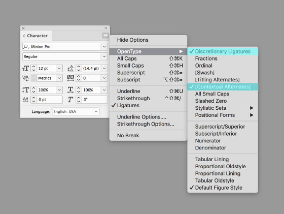 Opentype InDesign